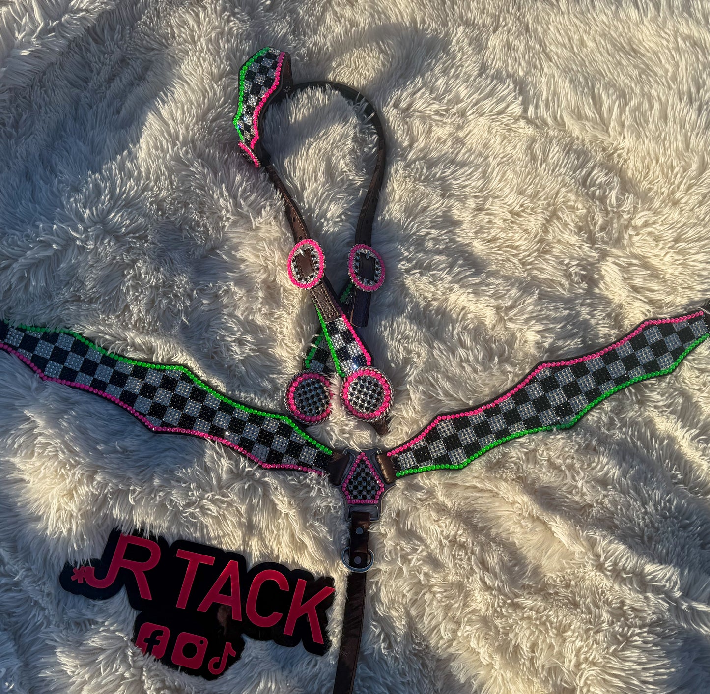 MADE TO ORDER Neon Checkers Tack Set