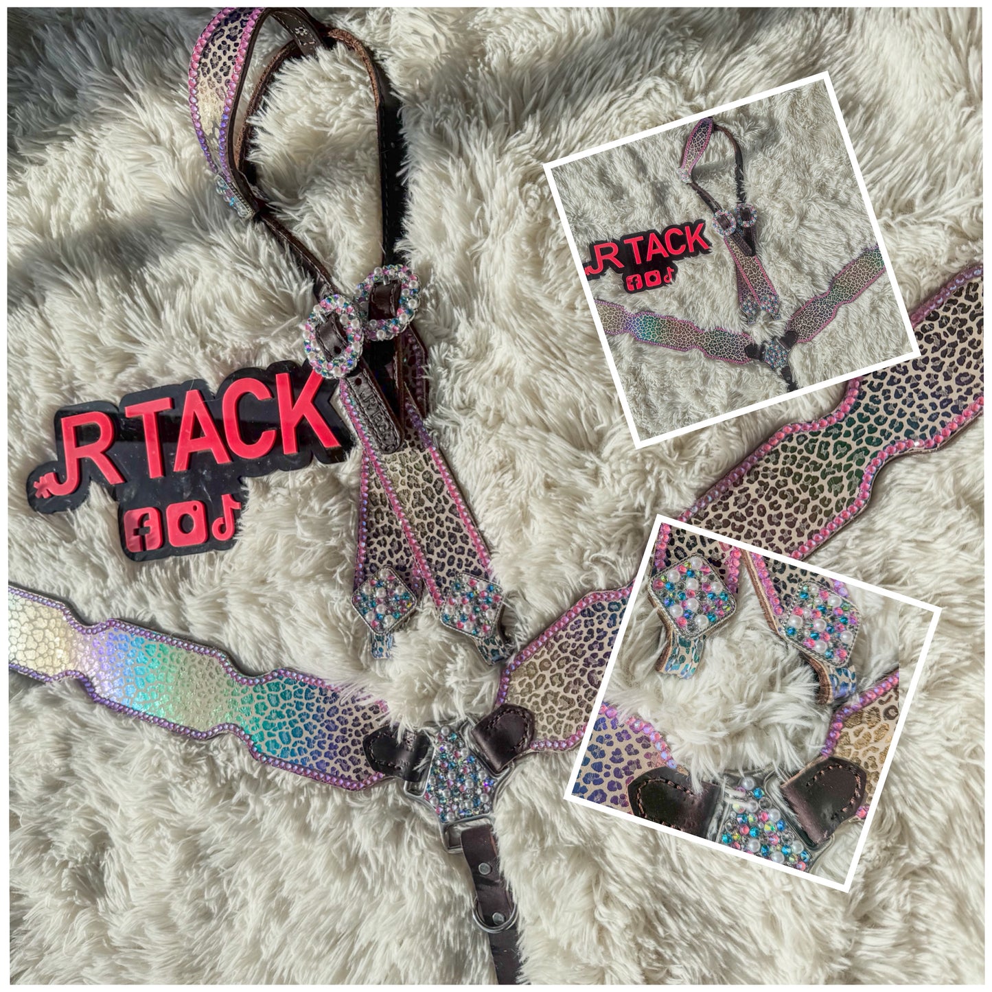 Rainbow Hollographic Leopard Economy Line Tack Set