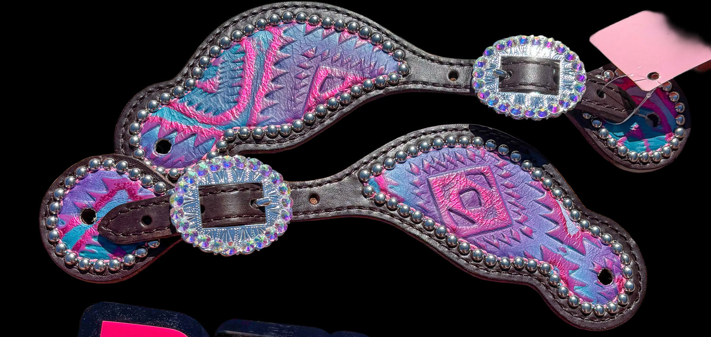 Cotton Candy Aztec Spur Straps Made to Order