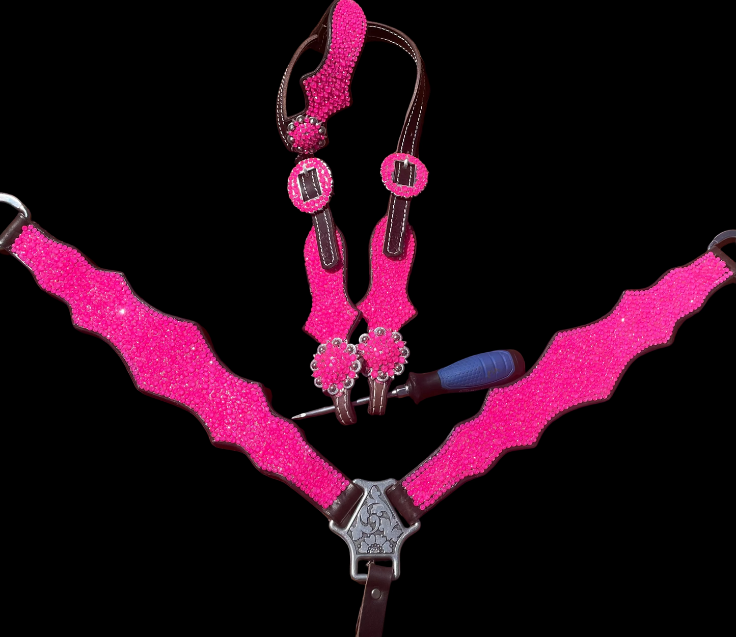 Neon Pink Full Bling Tack Set (Made to Order)