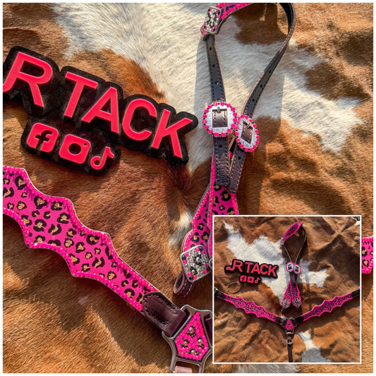 Pink Cheetah Economy Line Tack Set