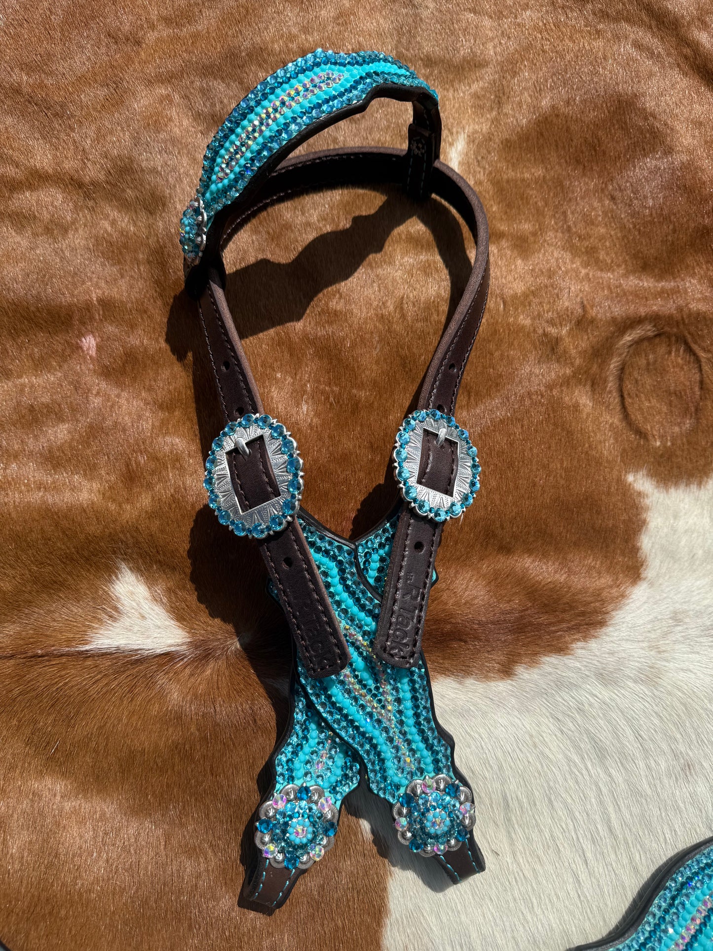 Turquoise Bling Pattern Tack Set