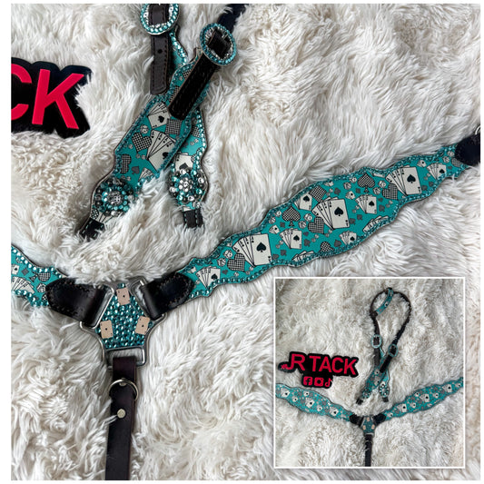 Turquoise  Gambler Economy Line Tack Set