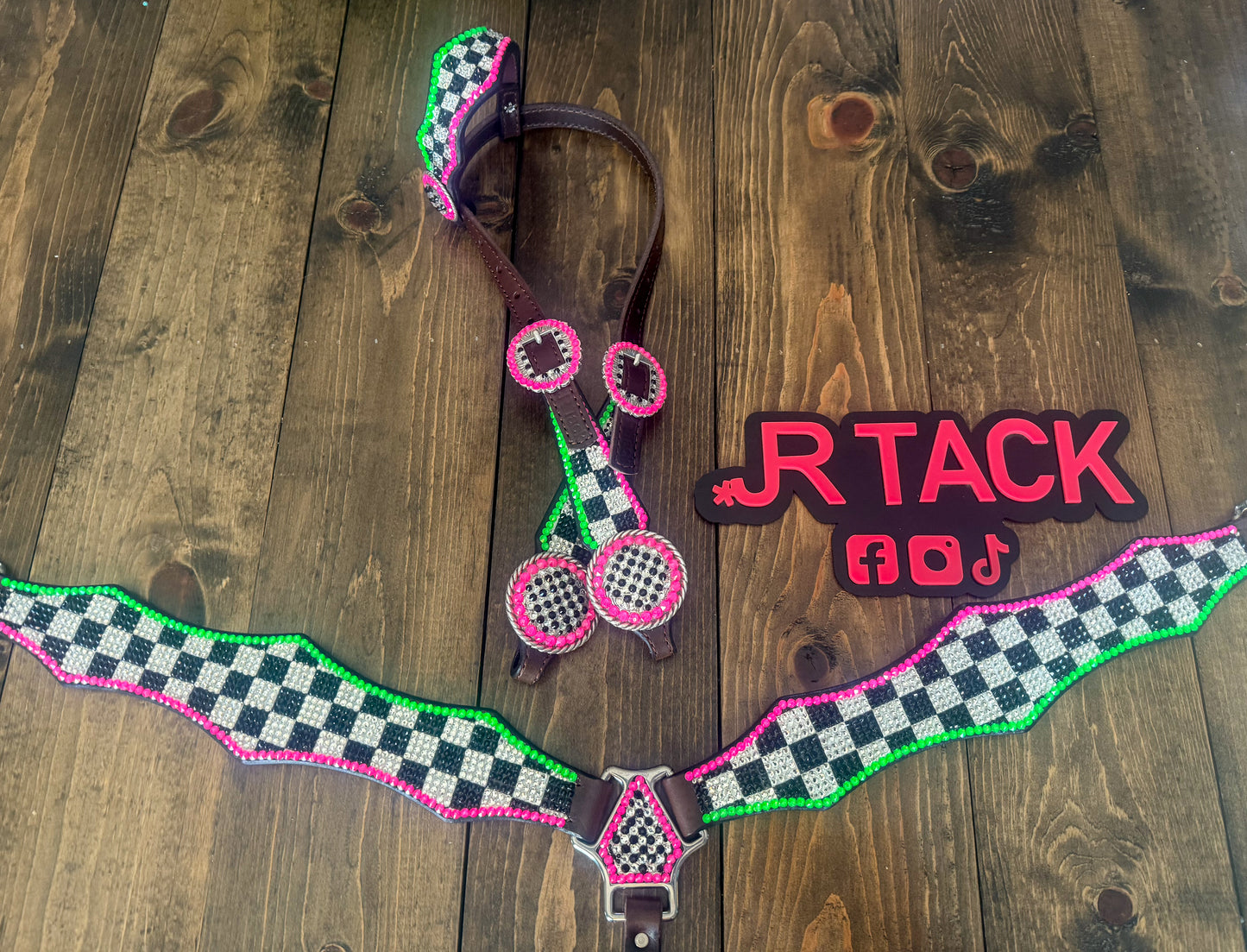 MADE TO ORDER Neon Checkers Tack Set