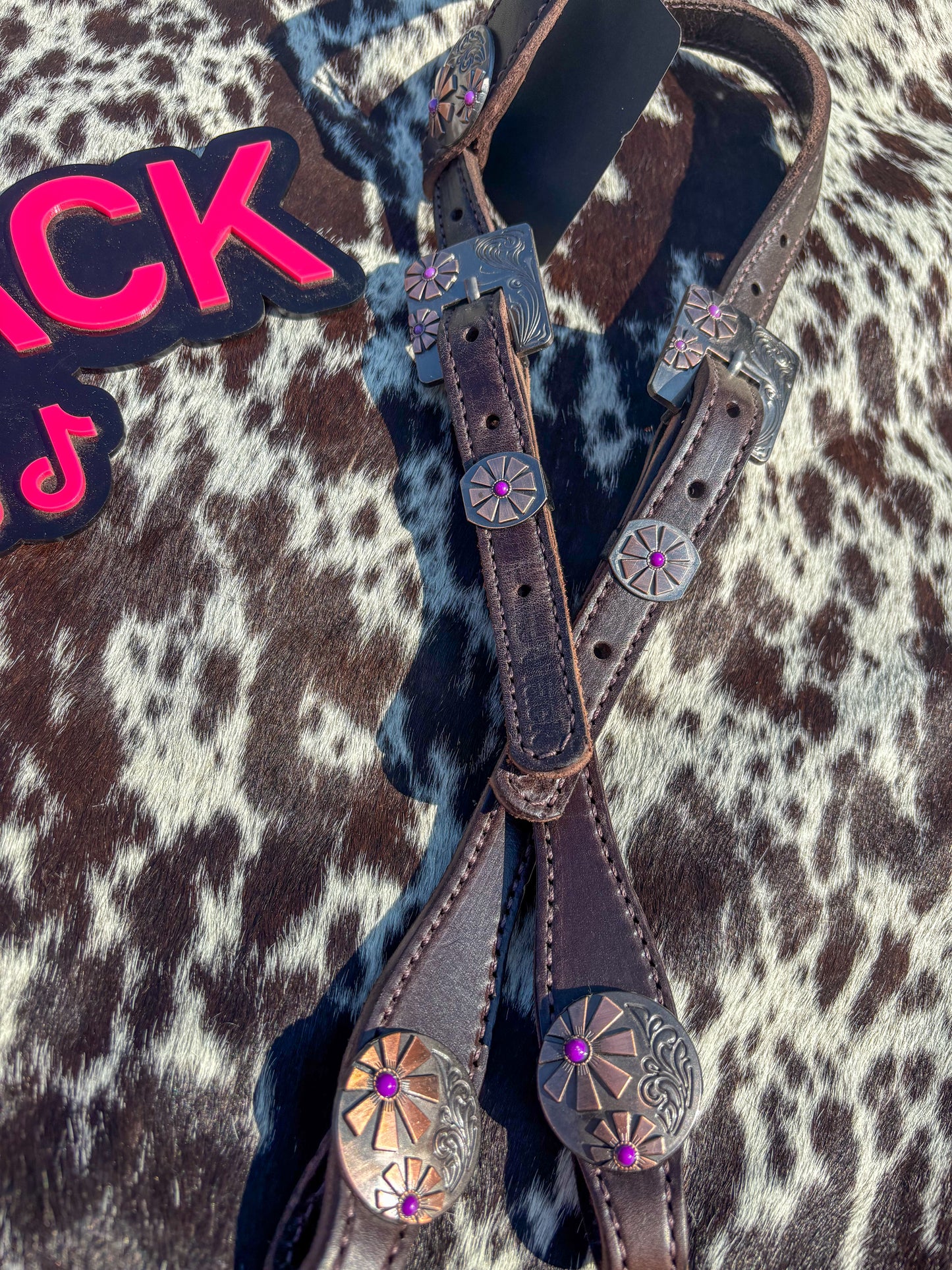 Purple Rowel Working Headstall