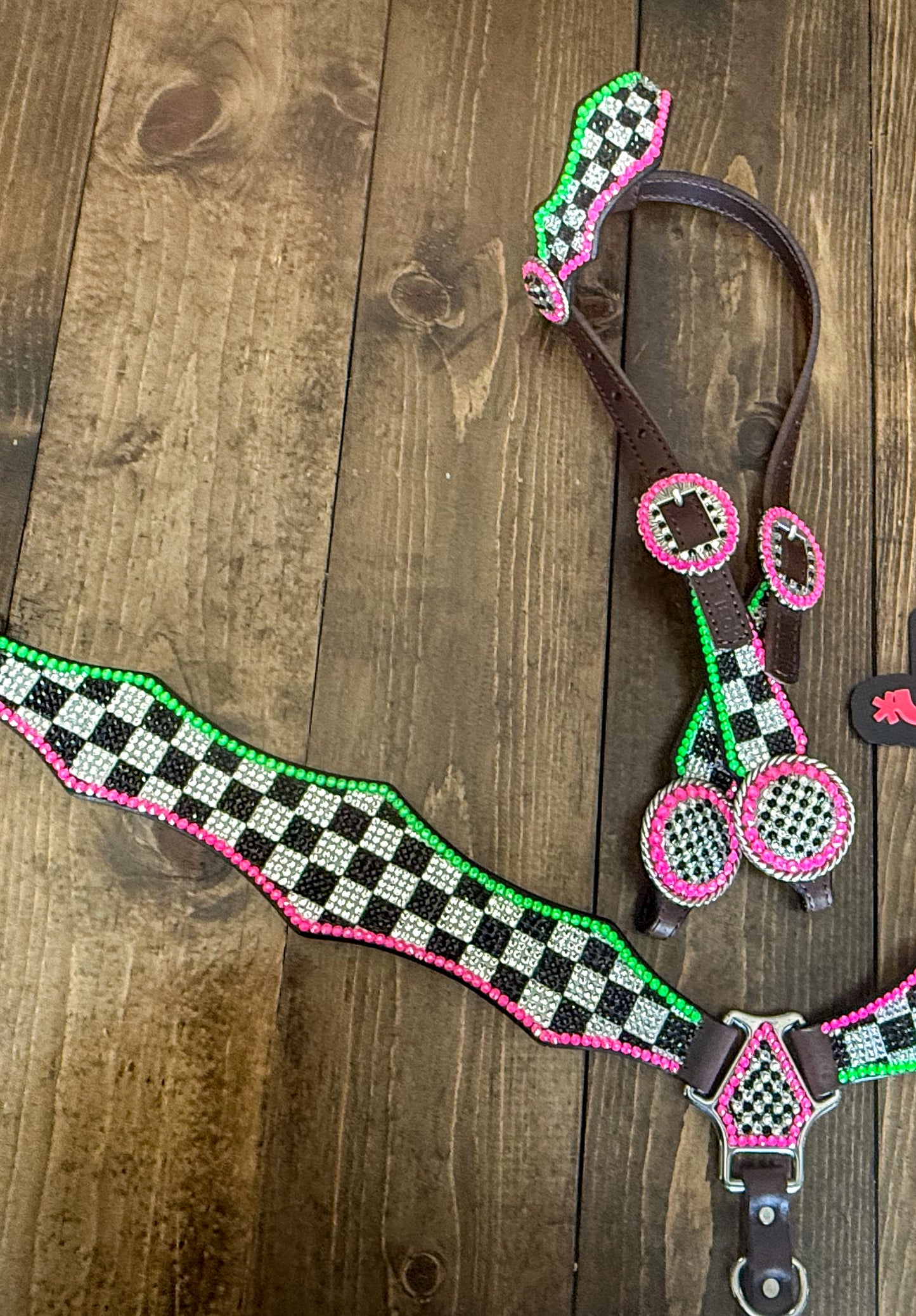 MADE TO ORDER Neon Checkers Tack Set