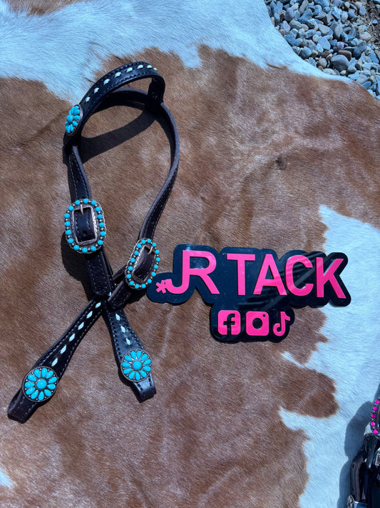 Buckstitch and Turquoise Working Headstall
