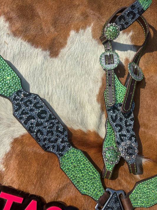 Green & Grey Leopard Full Bling *IN STOCK*