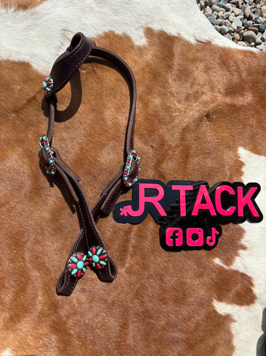 Red/Turquoise Working Headstall