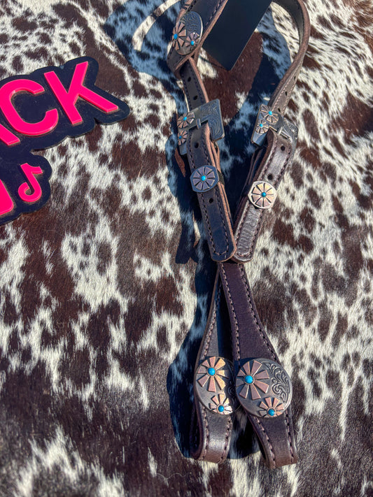 Turquoise Rowel Working Headstall